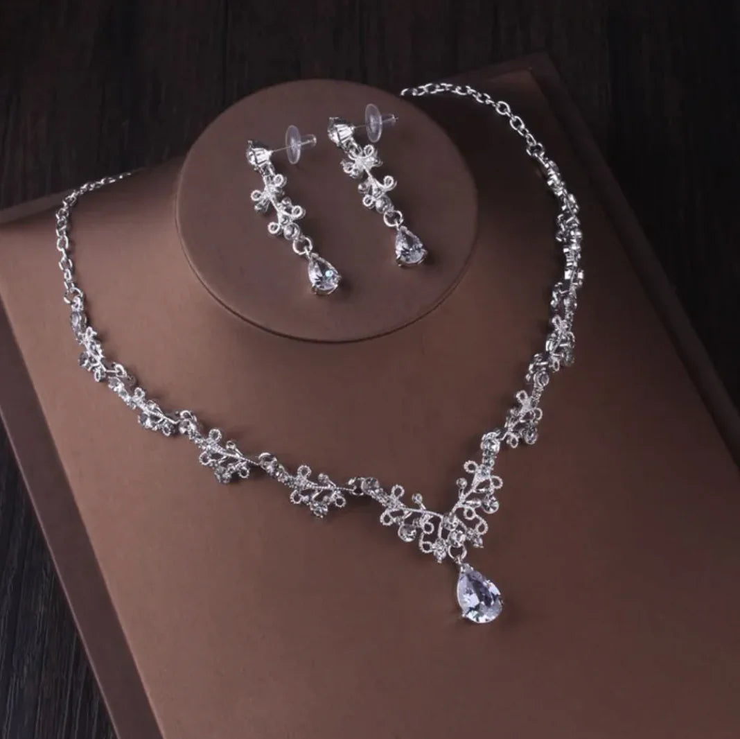 Silver Crystal Bridal Jewelry Set