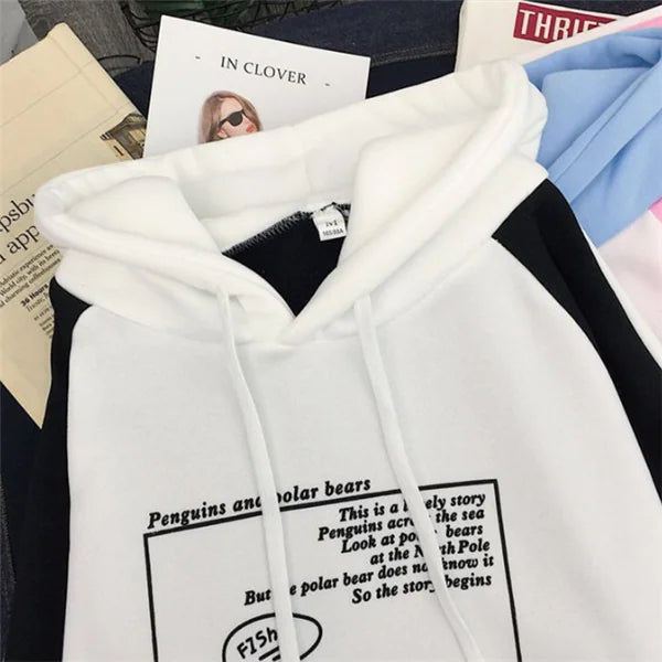 Letter Print Long Sleeve Batwing Sweatshirt Hoodie