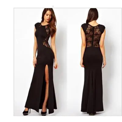 Lace Maxi Dress with Slit - Sexy Outfit