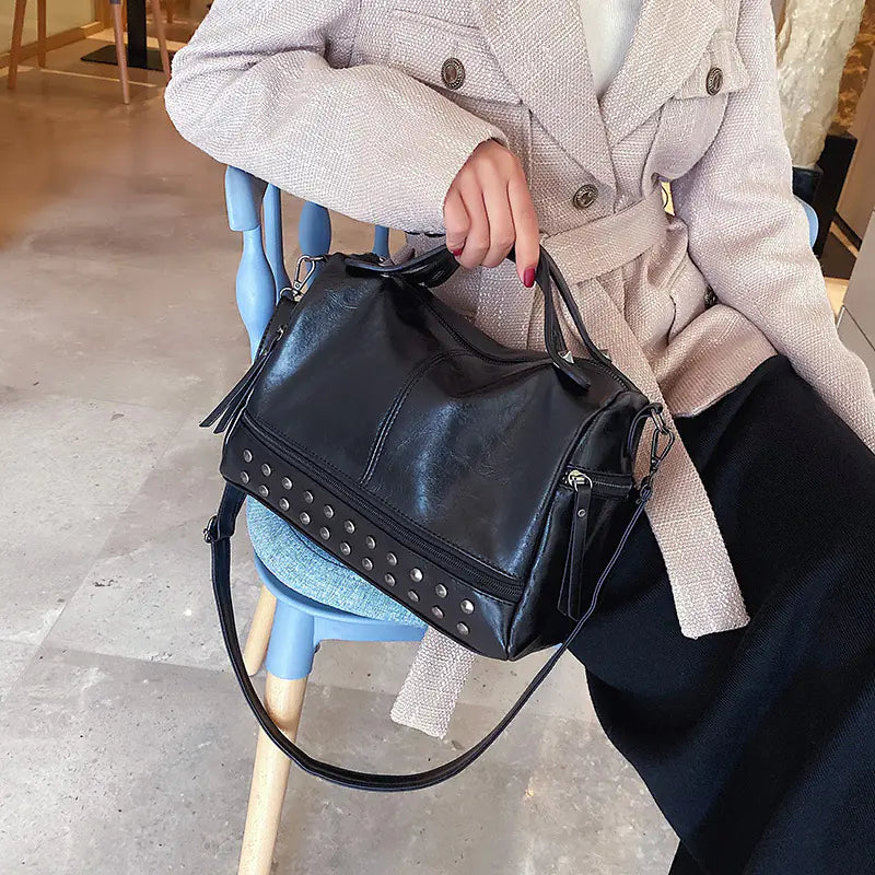 Retro Frosted Women's Boston Bag - Stylish & Versatile