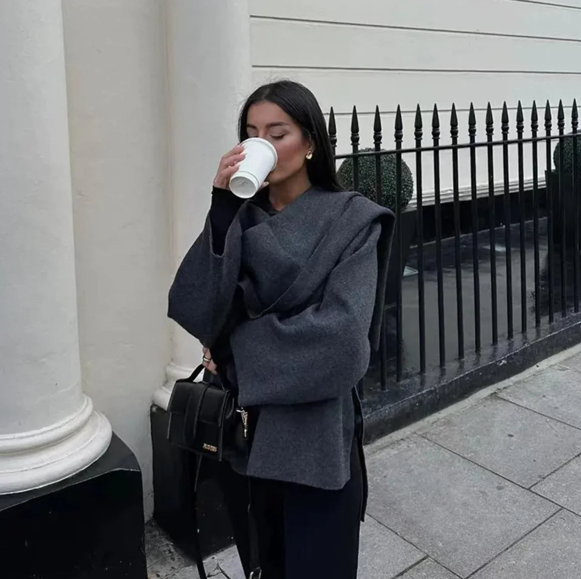 Asymmetrical Scarf Knit Cardigan
