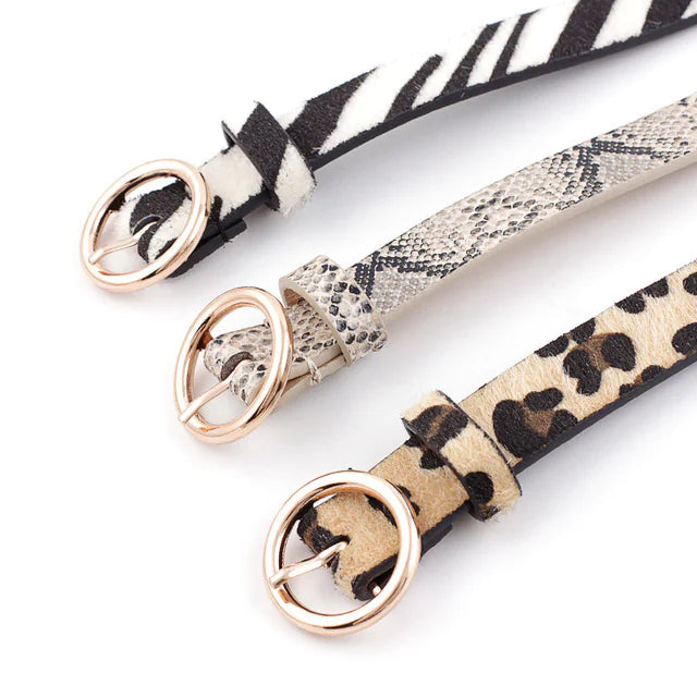 Fashionable Women's Denim Belt with Animal Prints