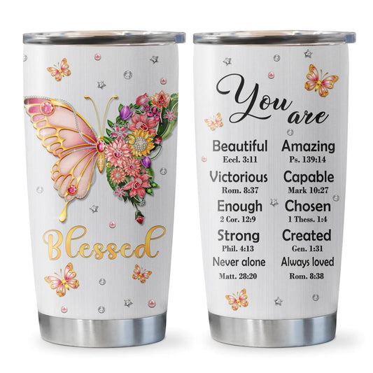 Qatdey Christian Gifts for Women Tumbler 20oz Religious Gift for Women Baptism Confirmation Gifts for Girl Inspirational/Catholic/Spiritual/Birthday Gifts Bible Verse/Scripture Gift Cup 1PC
