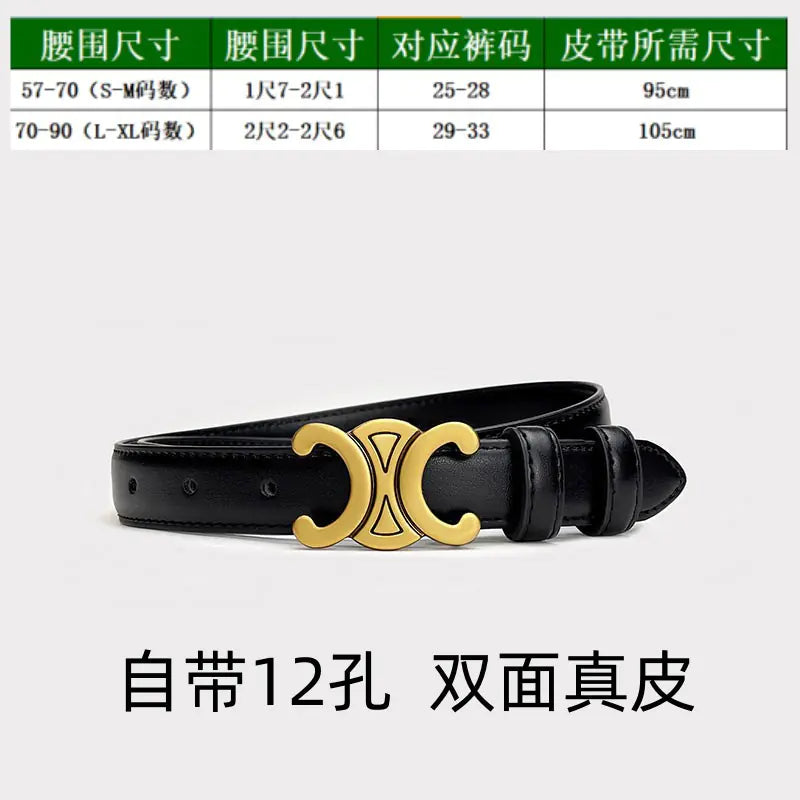 Genuine Leather Women's Belt for Jeans - Fashionable Brown