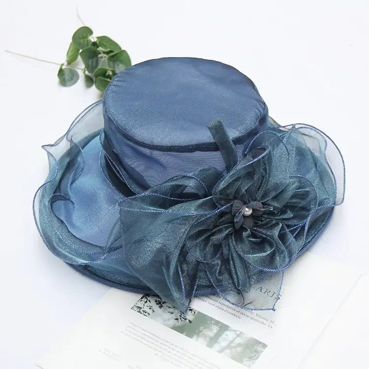 Ladies' Stylish Floral Wide-Brim Church Hat