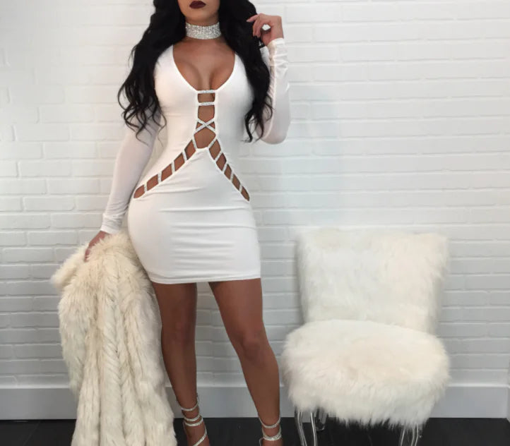 Sexy Hollow Out Bodycon Dress for Nightclub