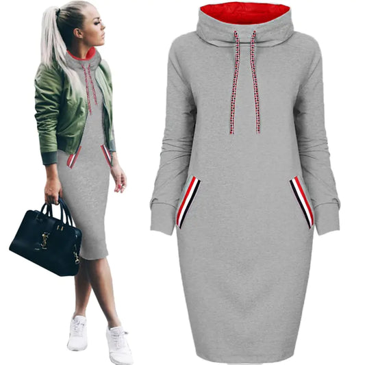 Long Sleeve Bodycon Dress with Hooded Sweatshirt Style