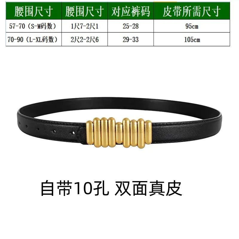 Genuine Leather Women's Belt for Jeans - Fashionable Brown