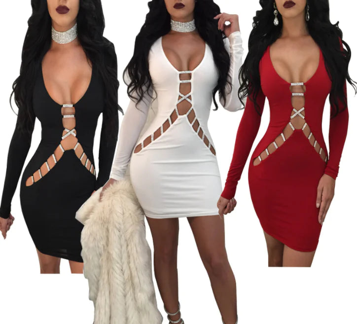 Sexy Hollow Out Bodycon Dress for Nightclub