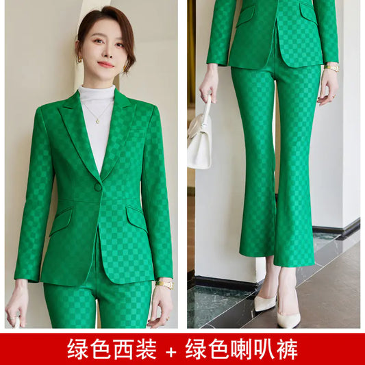 Purple Women's Suit Set with Flared Pants, Stylish 2023