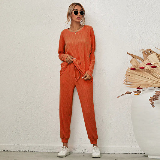 Fall/Winter Women's Loose Solid Color Loungewear Set