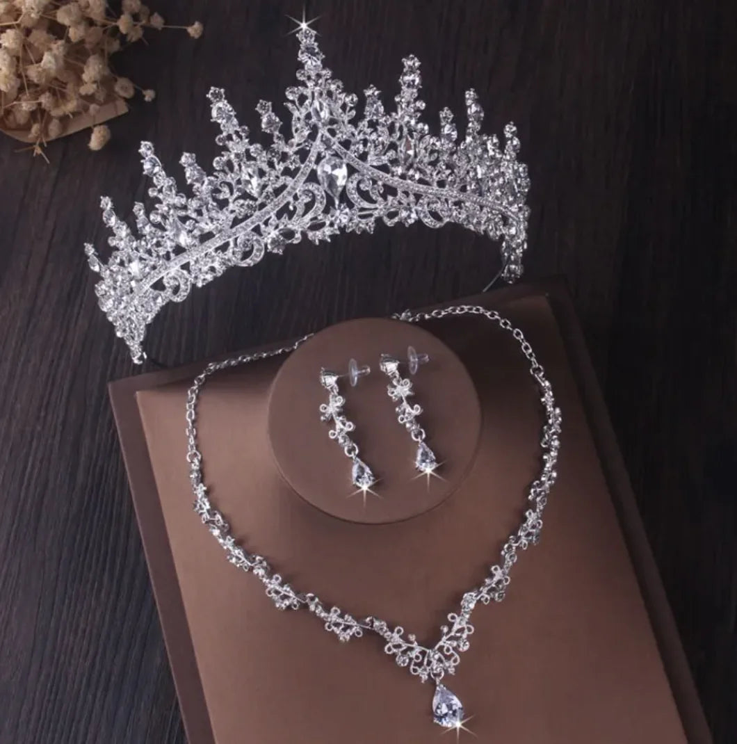 Silver Crystal Bridal Jewelry Set