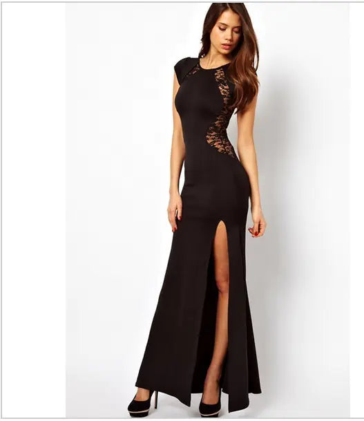 Lace Maxi Dress with Slit - Sexy Outfit