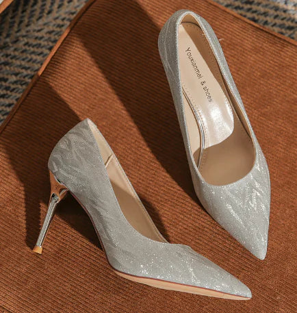 Sequined Pointed Toe High Heels for Women