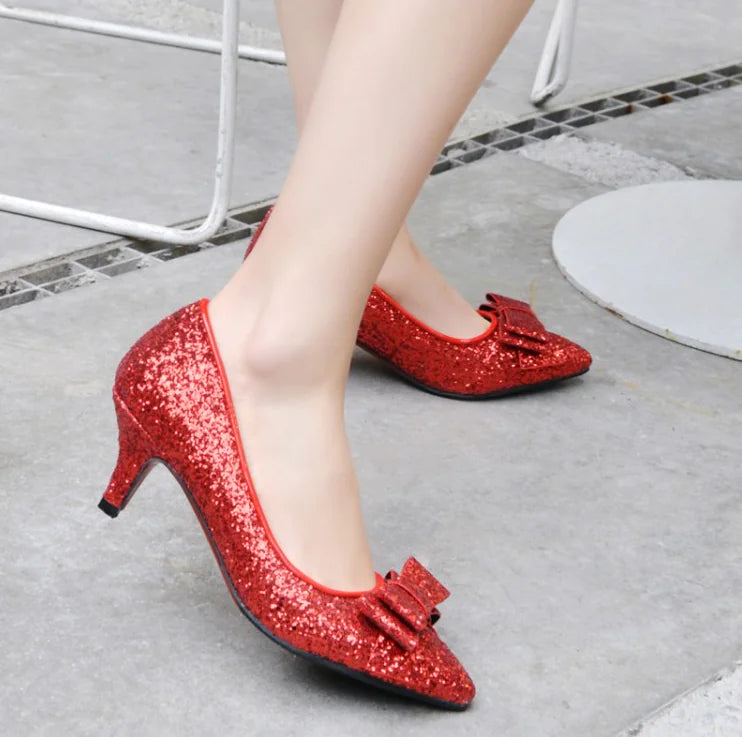 High Heels with Bow and Sequins