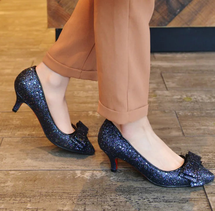 High Heels with Bow and Sequins