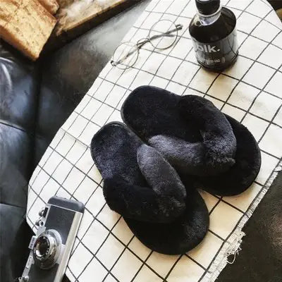 Winter Indoor Cotton Slippers for Women with Thick Sole