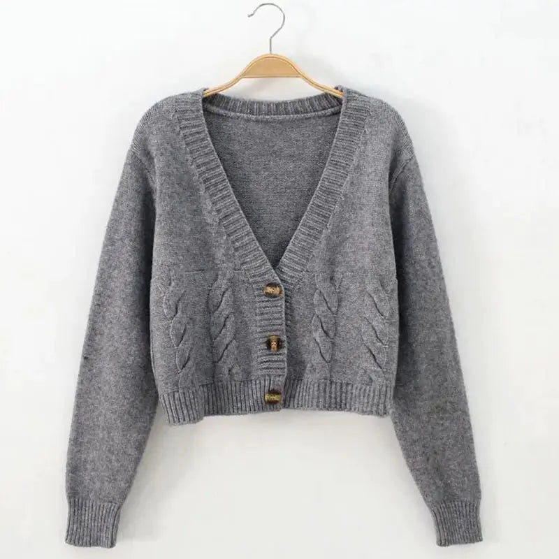 Lucyever Women's Solid Short Cardigan Sweater Tops
