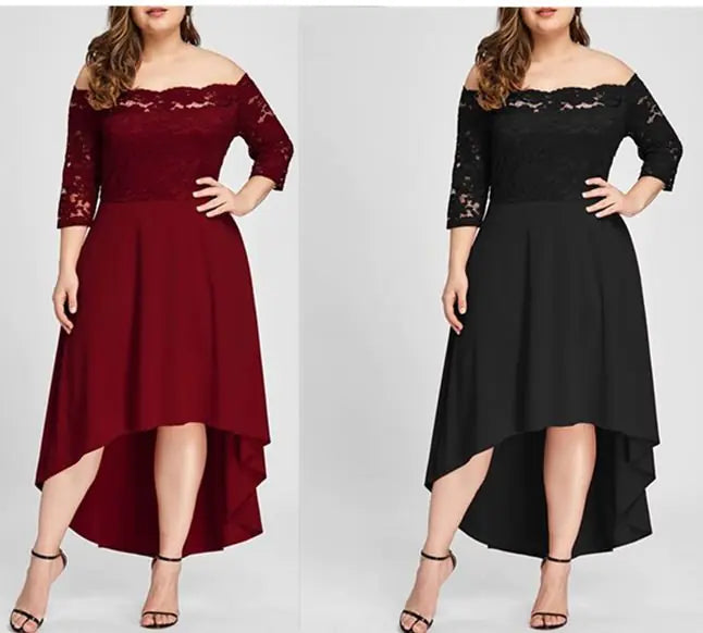 Plus Size Lace Dress - Elegant Long Gown