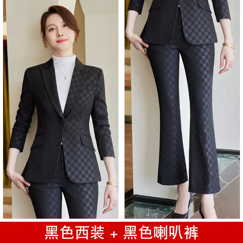 Purple Women's Suit Set with Flared Pants, Stylish 2023