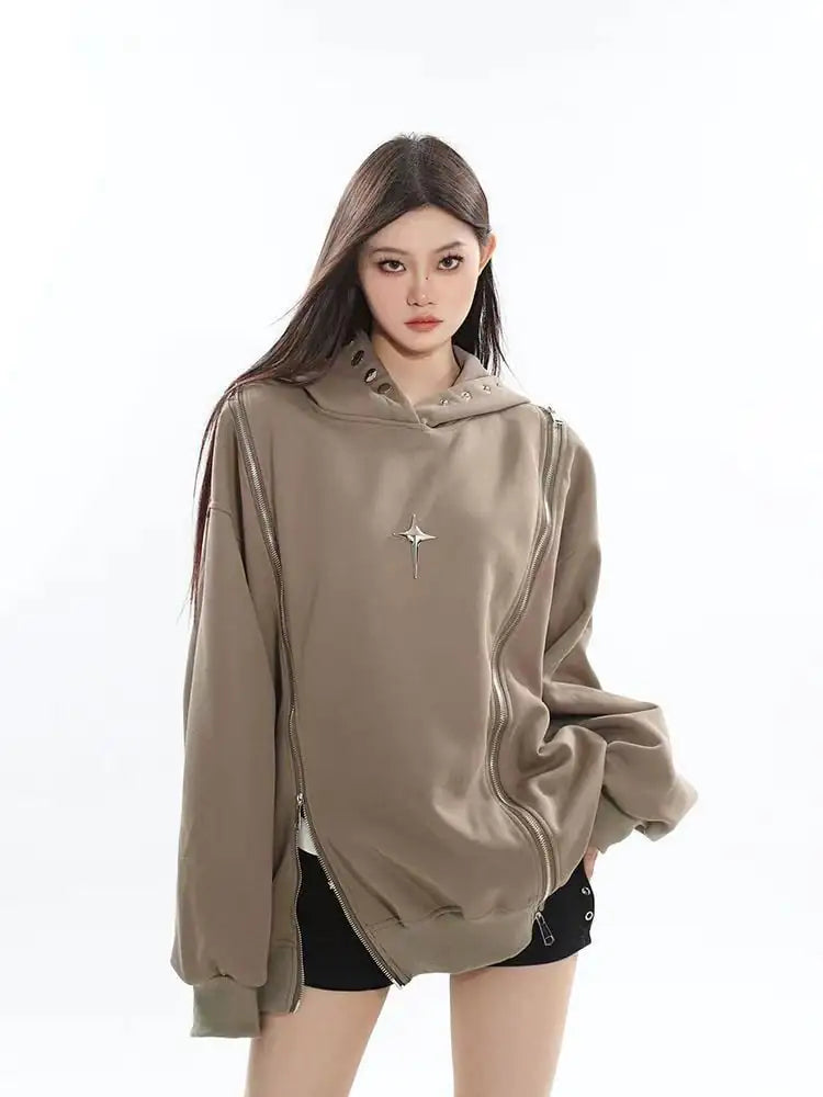 Ladies' Zip Shoulder Retro Hoodie