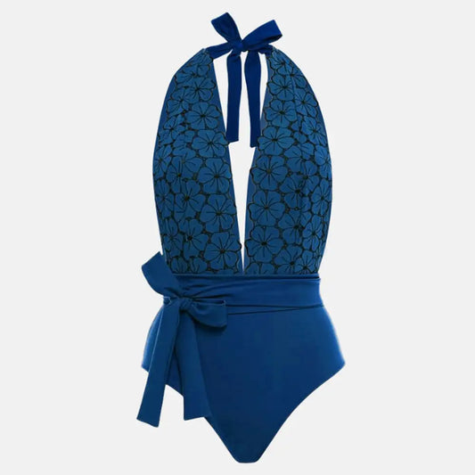 Retro Deep V Women's Resort Beach Swimsuit