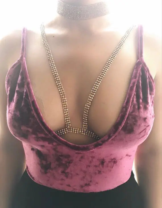 Body Jewelry Rhinestone Strap Chest Chain