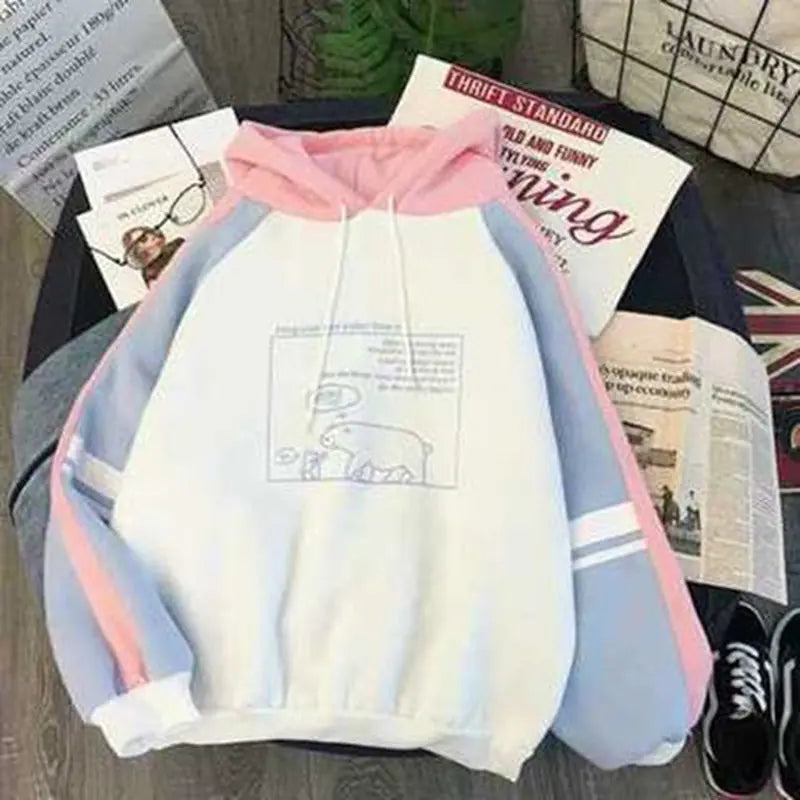 Letter Print Long Sleeve Batwing Sweatshirt Hoodie
