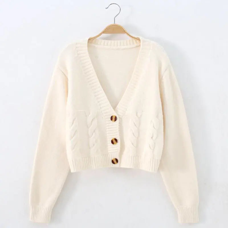 Lucyever Women's Solid Short Cardigan Sweater Tops