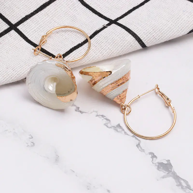 Geometric Shell Earrings - Trendy Fashion Jewelry