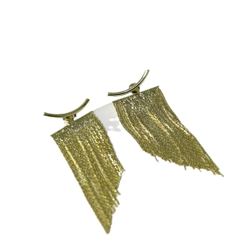 French Vintage Metal Tassel Earrings with Unique Design