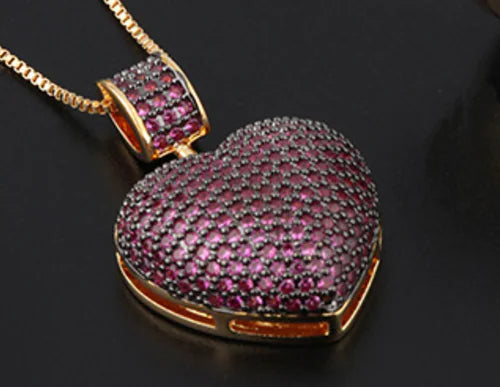 Heart Jewelry Set with Zircon Ring and Pendant