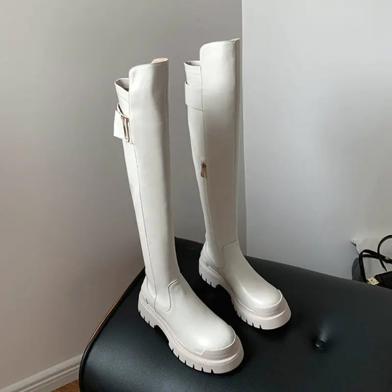 Women's Wear-resistant Thick Bottom Belt Buckle Boots
