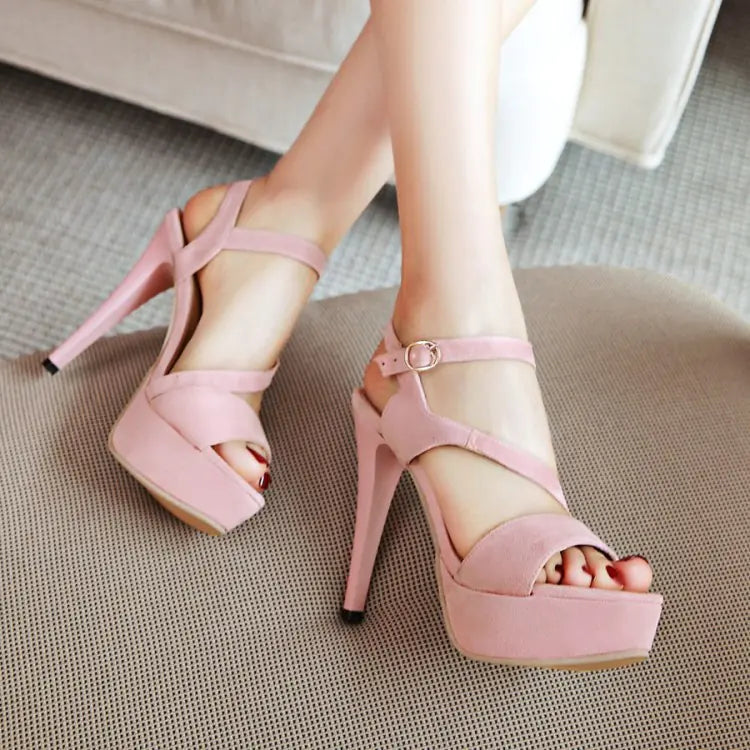 New Women's Cross-Strap Suede High Heels