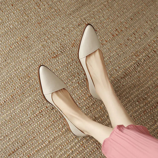 2023 Spring Women’s Low Heel Soft Leather Flats