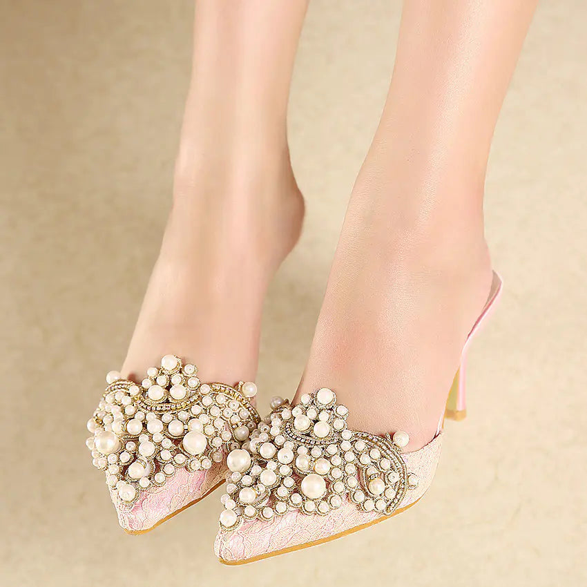 Colorful High Heels with Rhinestones and Beads for Women