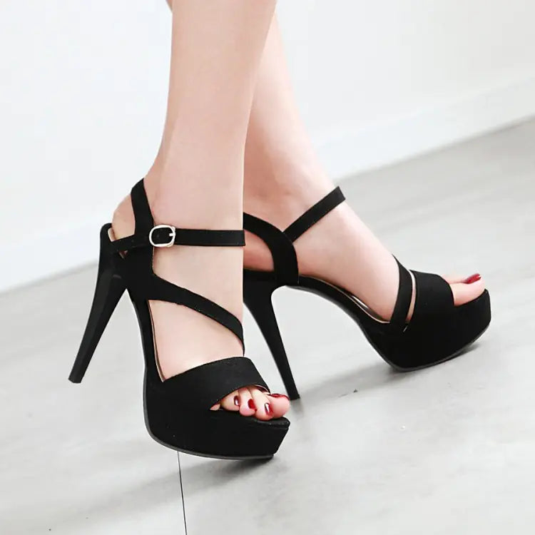 New Women's Cross-Strap Suede High Heels