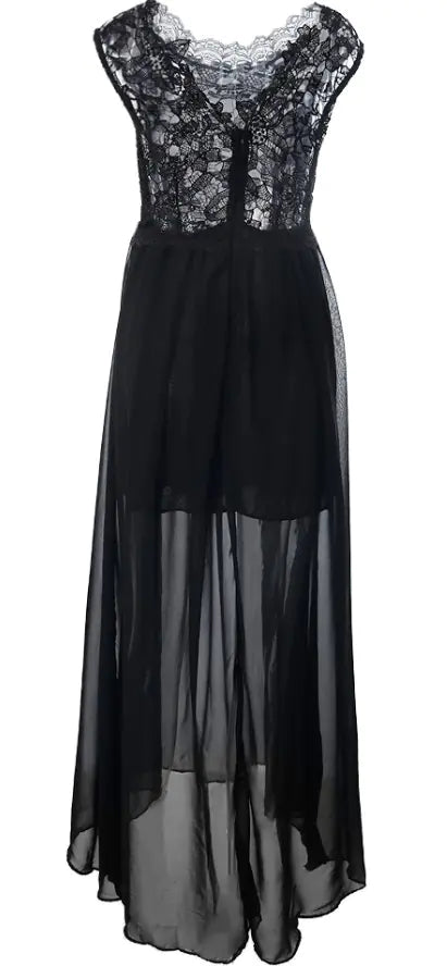 Elegant Lace Backless Sleeveless Maxi Dress