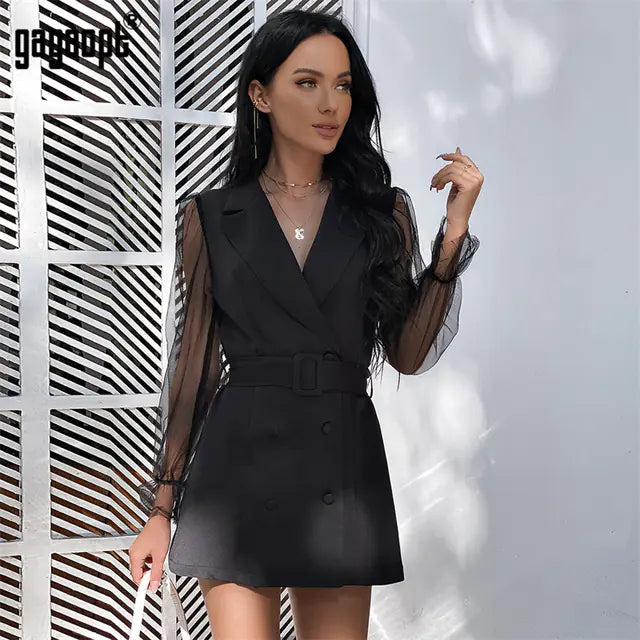 Elegant Women's Long Sleeve Lace Coat with Belt