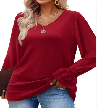 Solid Color Long Sleeve T-Shirt Top