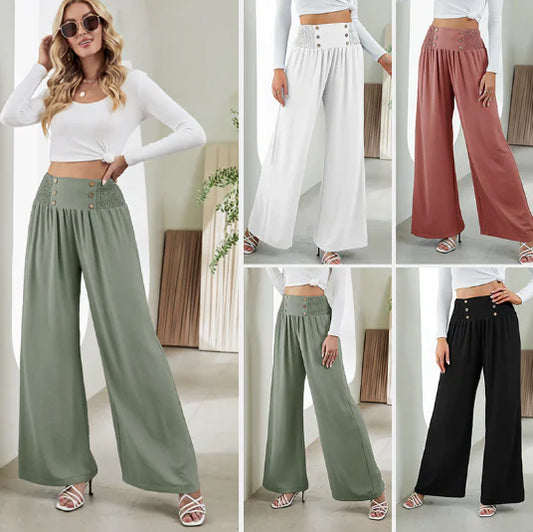 High Waist Wide Leg Casual Pants B3085 (One Piece)