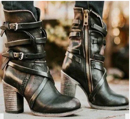 Women's Retro Mid-Calf Martin Boots (One Pair)