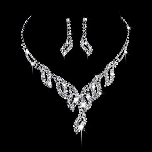 Elegant Bridal Jewelry Set: Necklace & Earrings