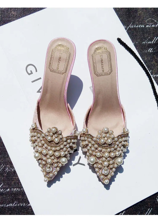 Colorful High Heels with Rhinestones and Beads for Women