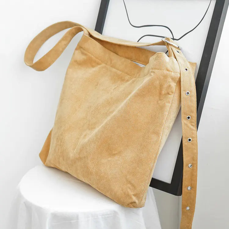Corduroy Canvas Bag - Women's Shoulder Crossbody Tote