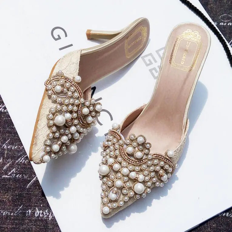 Colorful High Heels with Rhinestones and Beads for Women