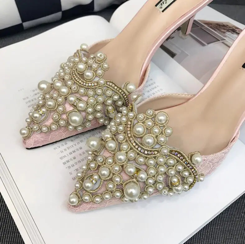 Colorful High Heels with Rhinestones and Beads for Women