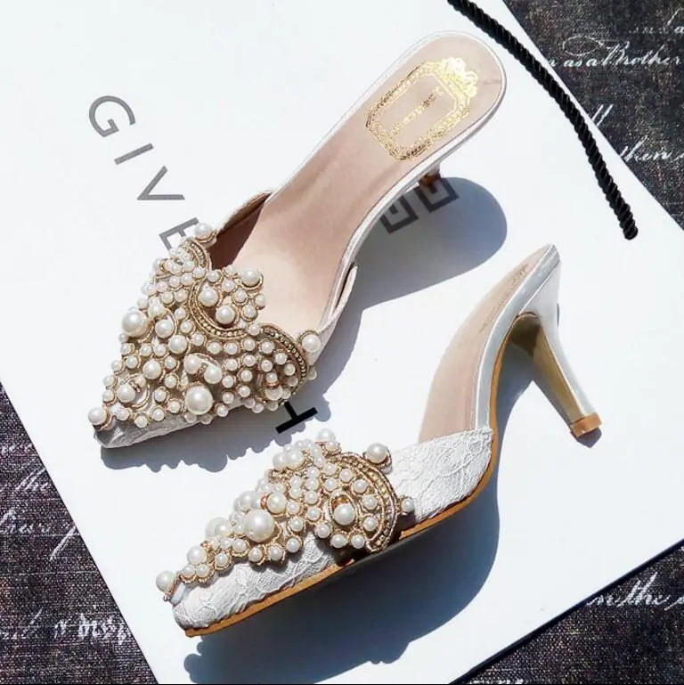 Colorful High Heels with Rhinestones and Beads for Women