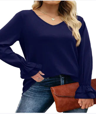 Solid Color Long Sleeve T-Shirt Top