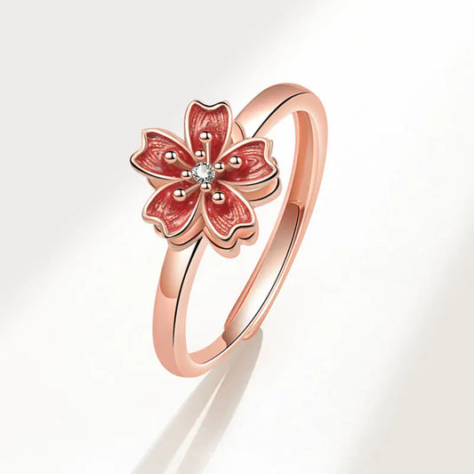 Creative Rotating Peach Blossom Ring Design